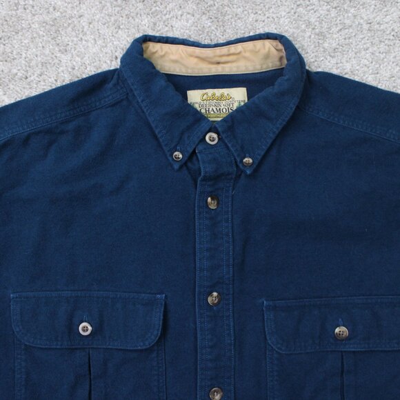 Cabela's Shirt Mens XL Blue Deerskin Soft Chamois Cotton Shacket L/S Button - Picture 5 of 12